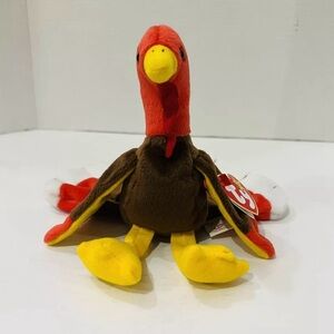 Rare TY Retired Original Beanie Baby GOBBLES The Turkey (5.5in) w/Errors Tag